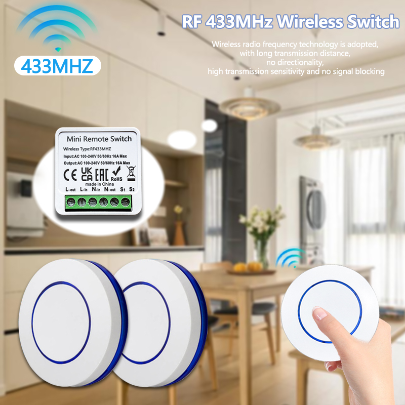 Diy Electronics Button - 433HMz Wireless Light Switch 10A Relay