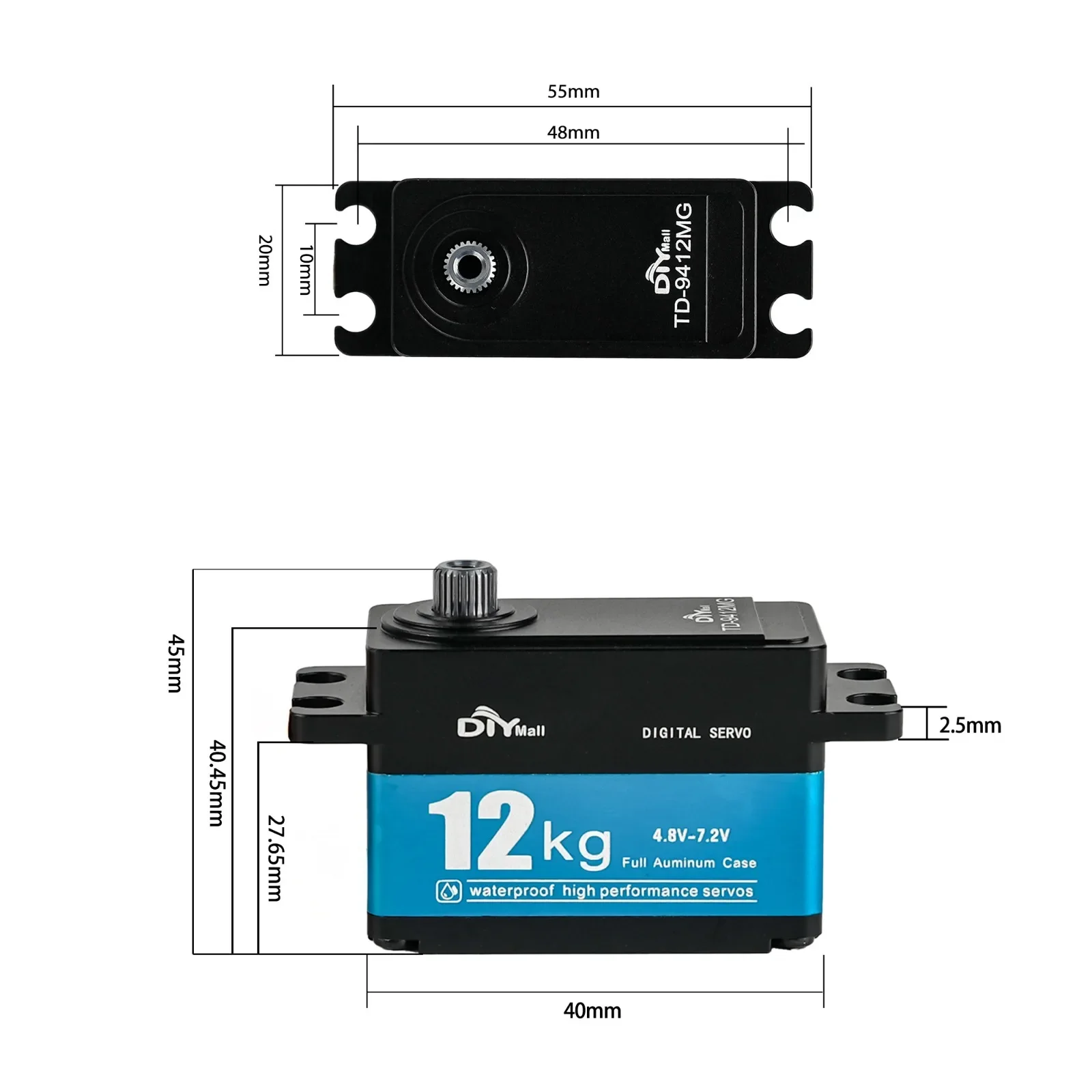 12KG TD-9412MG High Torque Ful - Servo Motor Sg90 recension och pris