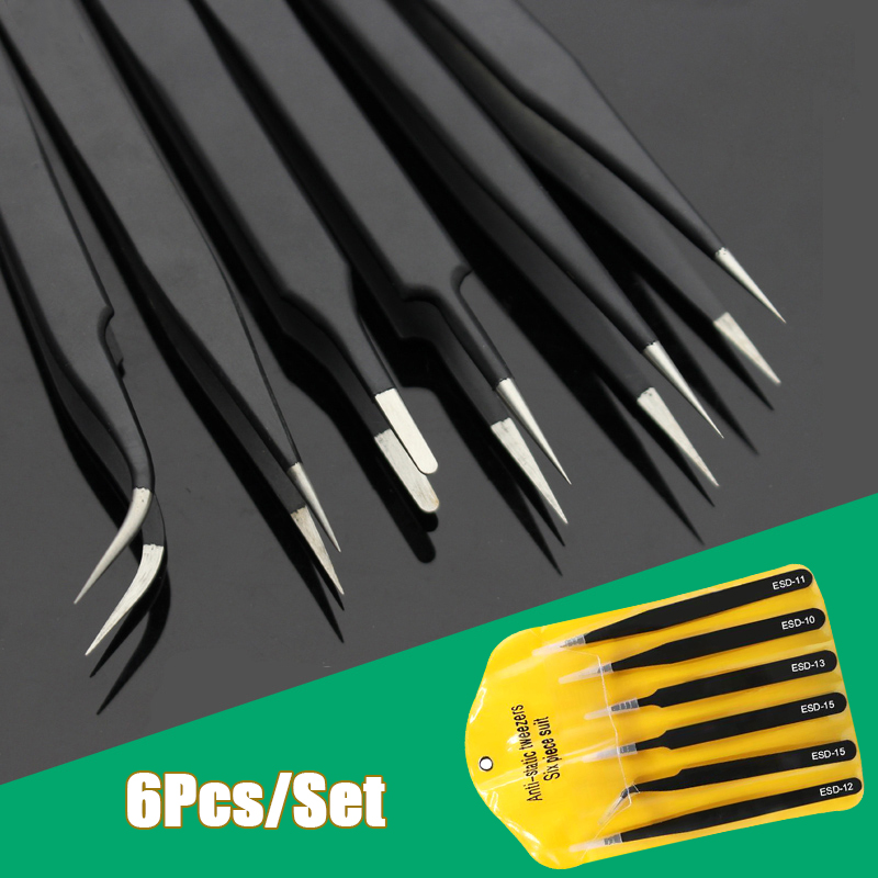 6pcs Precision Long Tweezers S - Diy Electronics Soldering Kit recension och pris