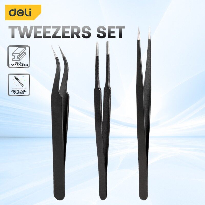 Deli 3PCS Tweezers Set Upgrade - Diy Electronics Soldering Kit recension och pris
